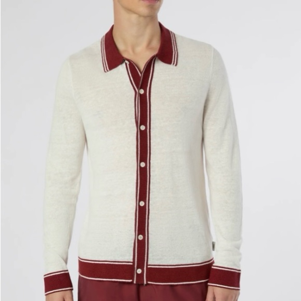 NWOT Onia Linen Long Sleeve Sweater Polo - Picture 8 of 14